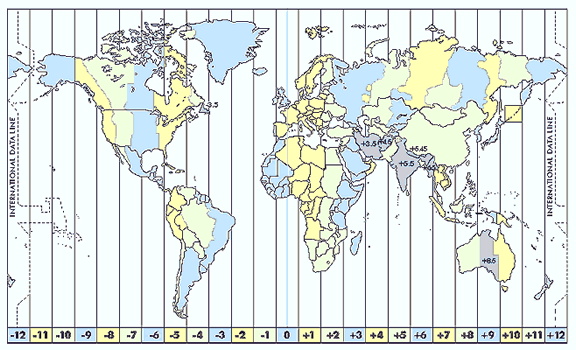 Mapa de fuso horário Mapa de fuso horário