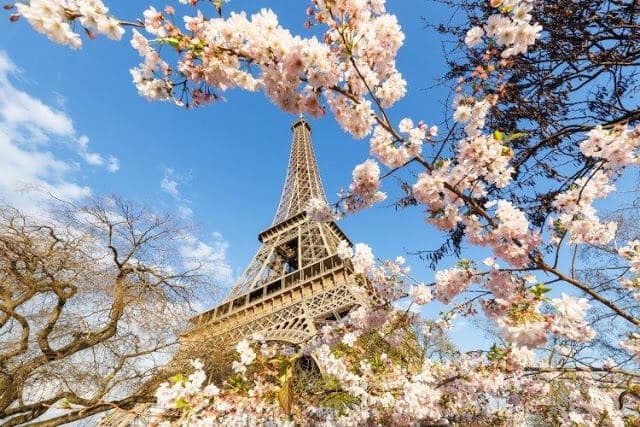 Torre Eiffel na primavera em Paris Torre Eiffel na primavera em Paris